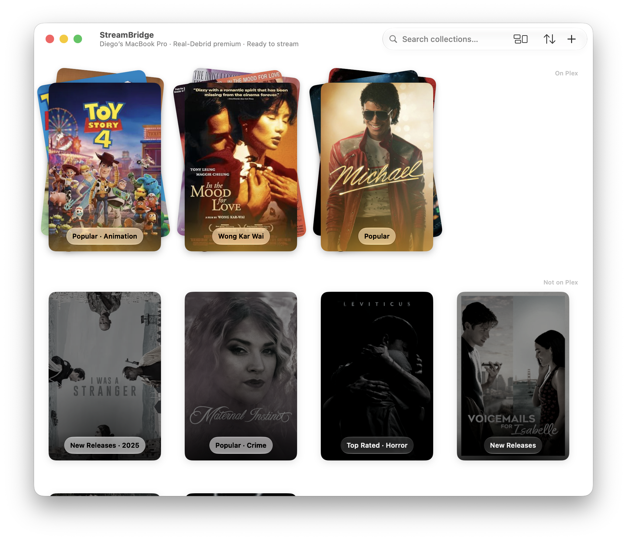 StreamBridge collections in the Mac app